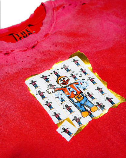 CLOWN TAB DISTRESSED T-SHIRT