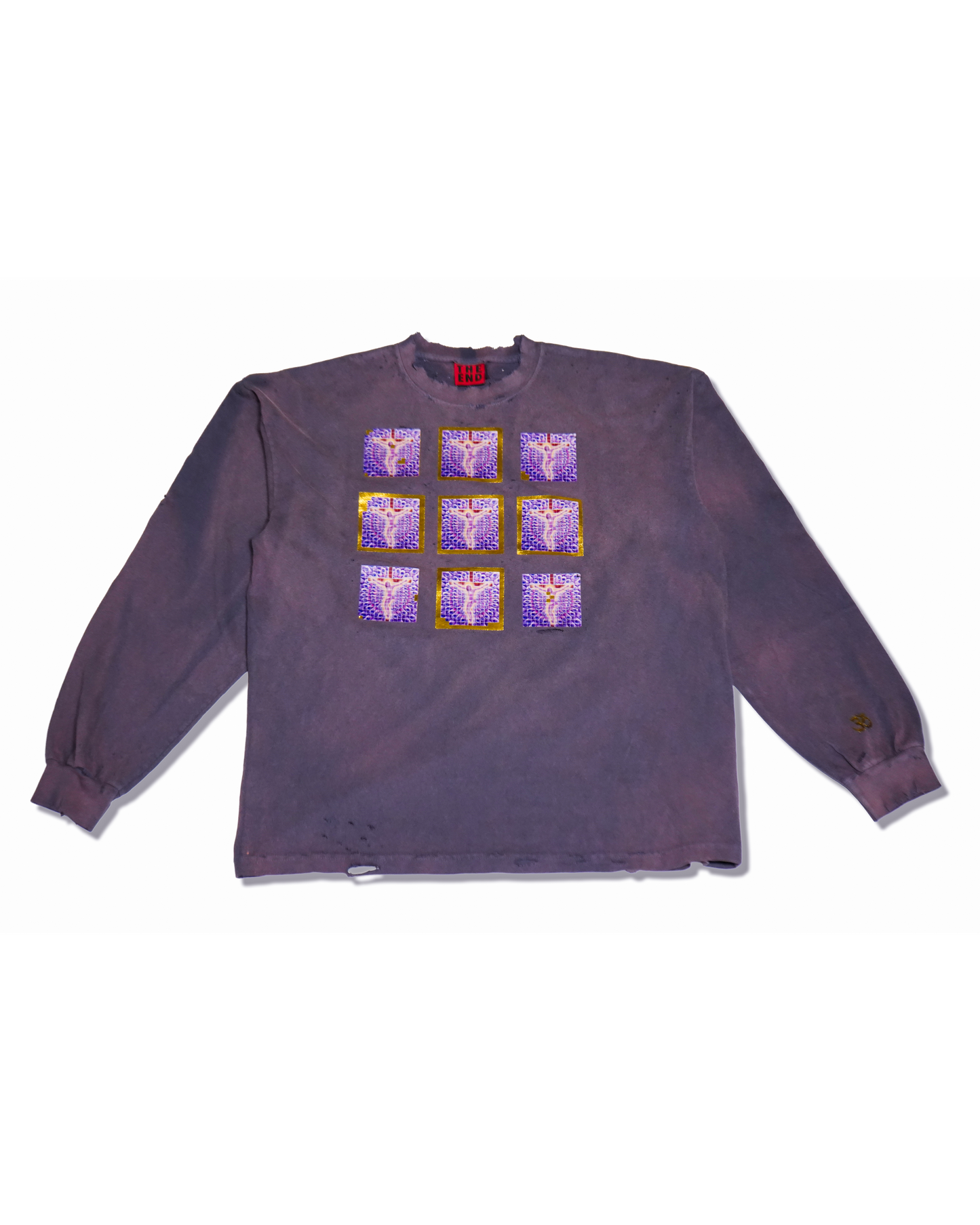 PURPLE JESUS DISTRESSED LONGSLEEVE