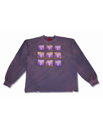 PURPLE JESUS DISTRESSED LONGSLEEVE